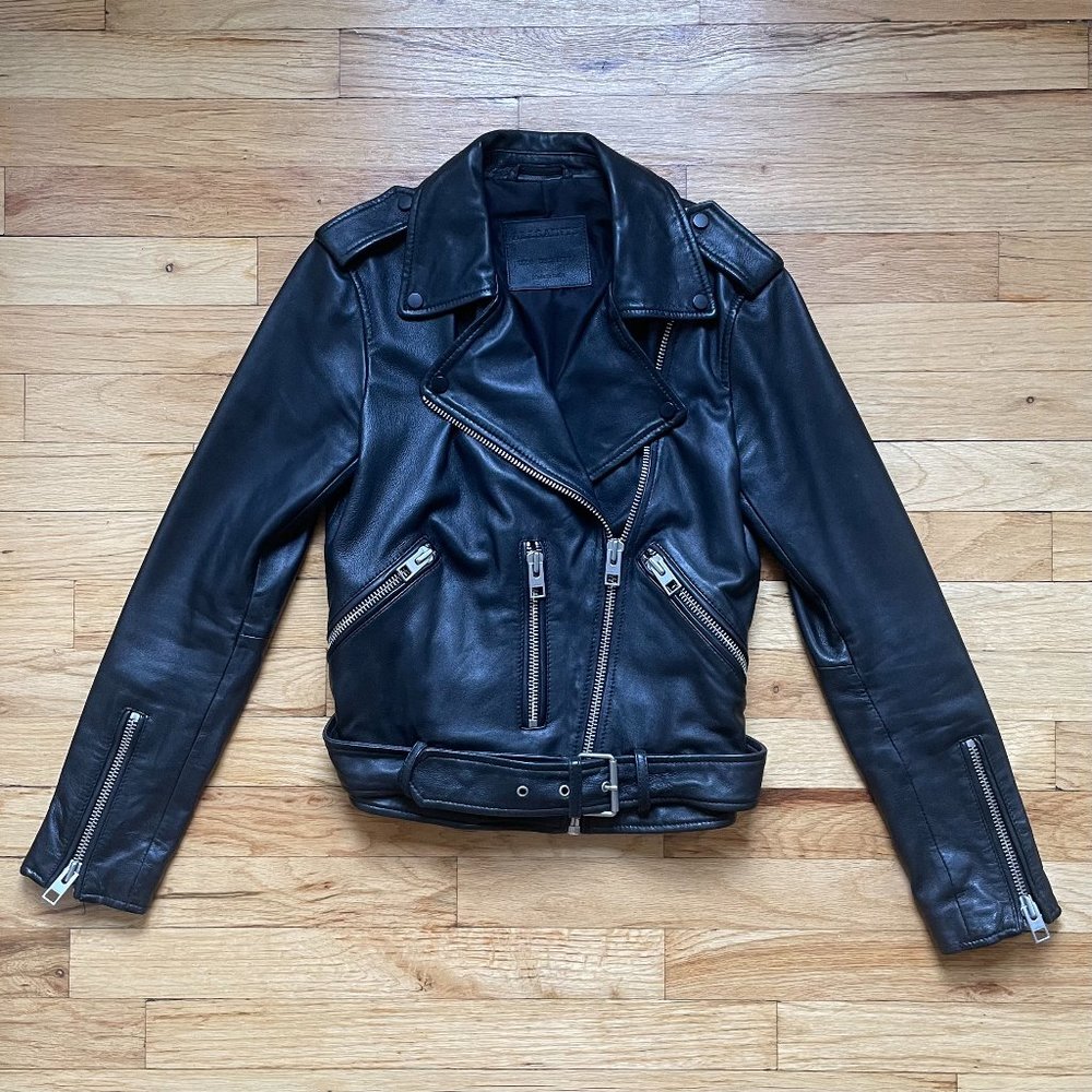 AllSaints Balfern Leather Biker Jacket, Black, Sz US 2